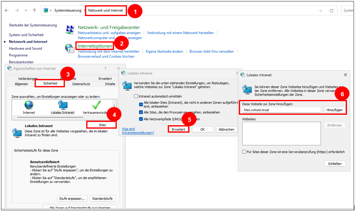 intranet ausnahme