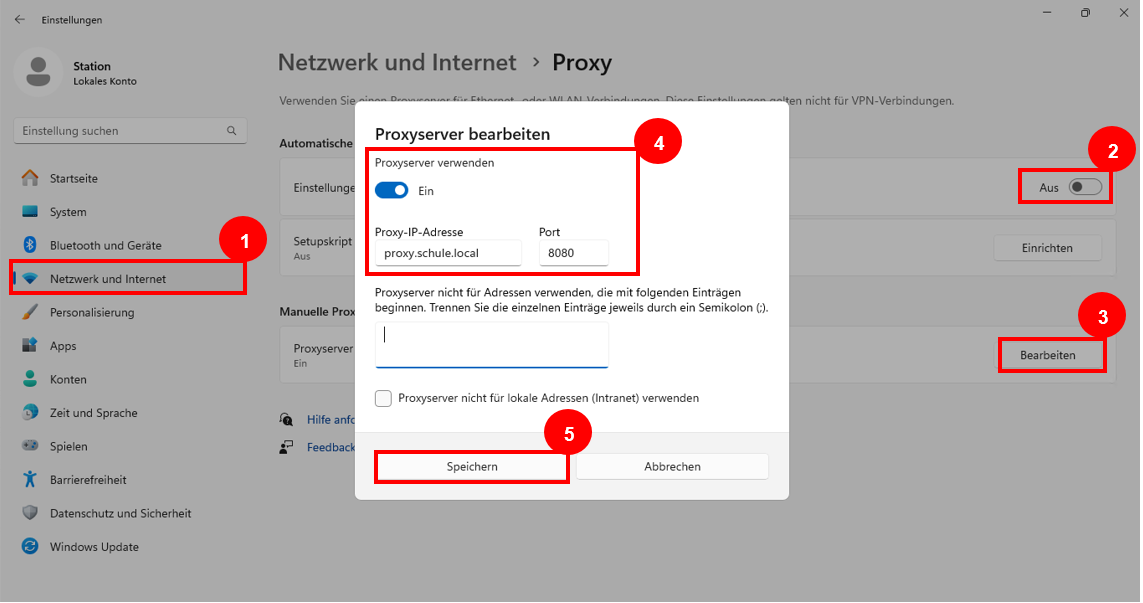 proxy einstellungen
