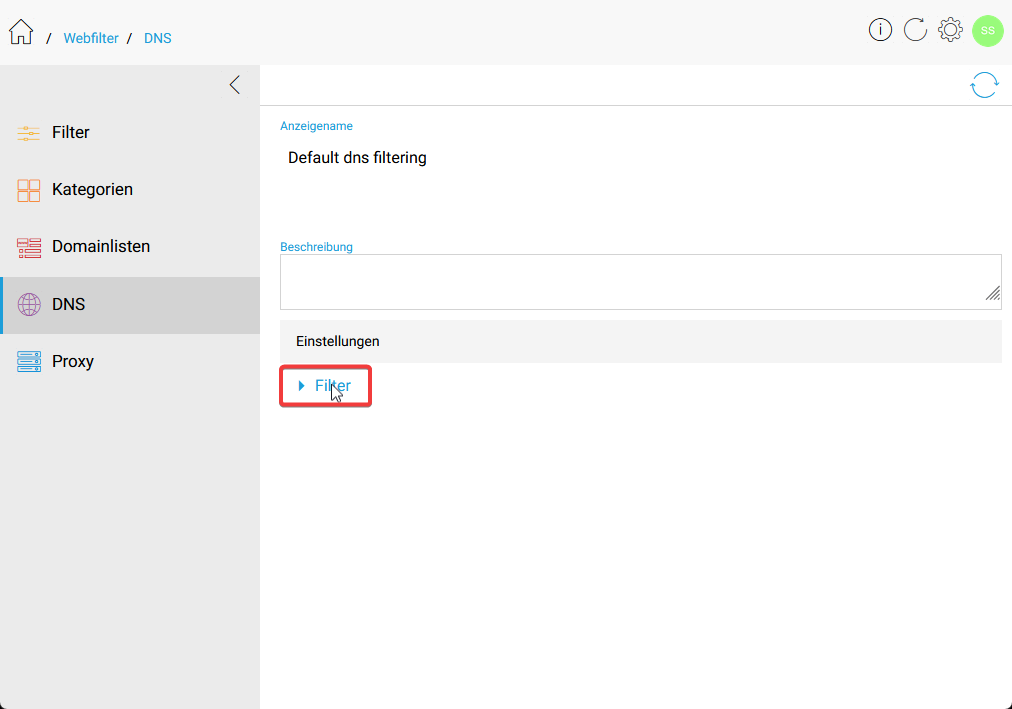 Übersicht DNS Filter