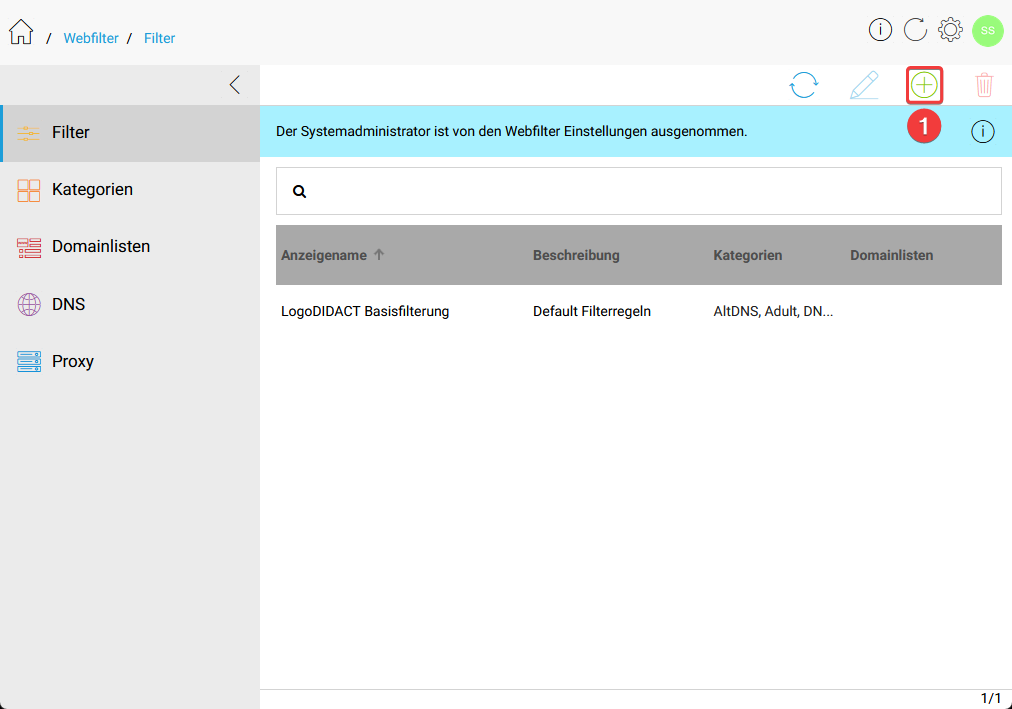 Neuen Filter anlegen