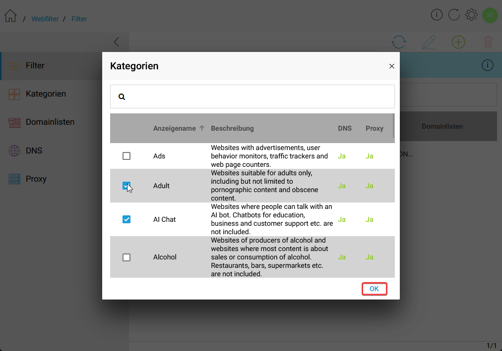 Kategorie hinzufügen