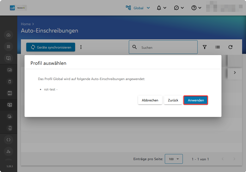 Profil anwenden