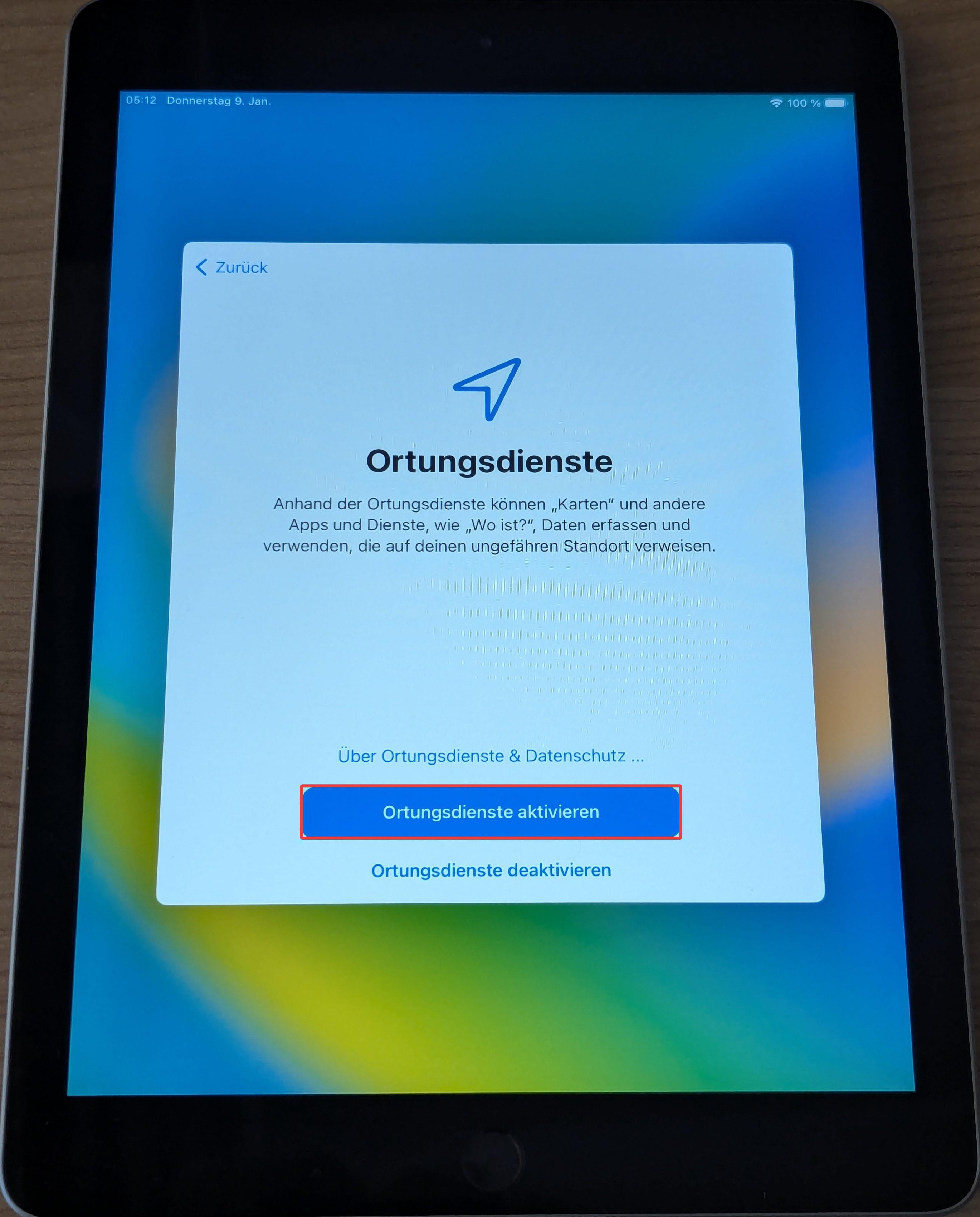 Ortungsdienste aktivieren