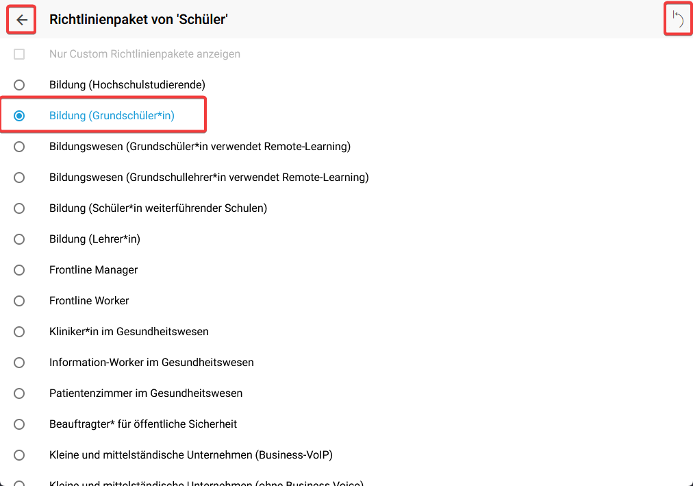 Richtlinienpakete verwalten